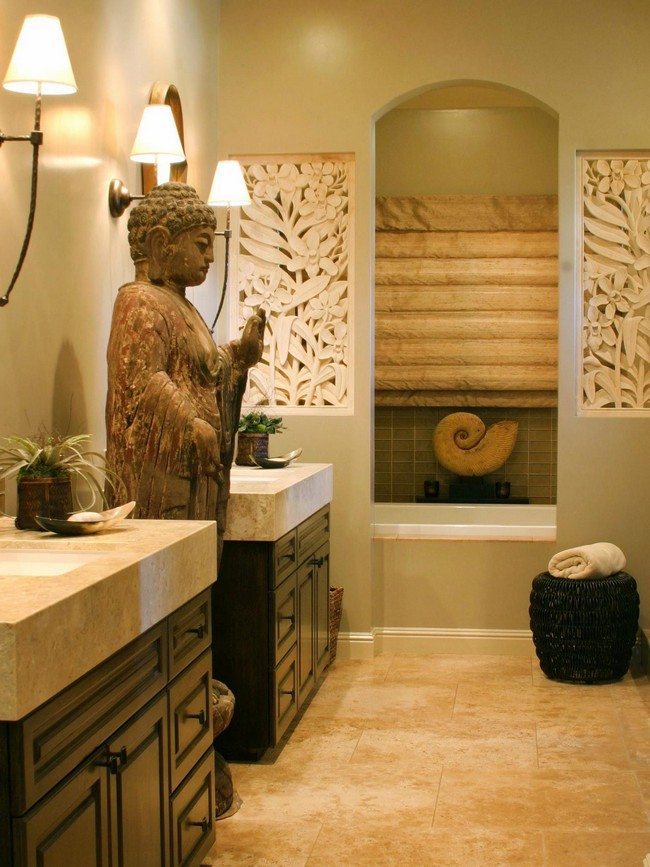 big statue of the buddha in the bathroom