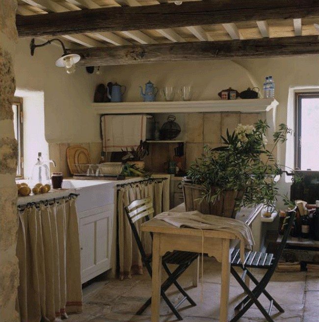 kitchen of the typical house in the french village