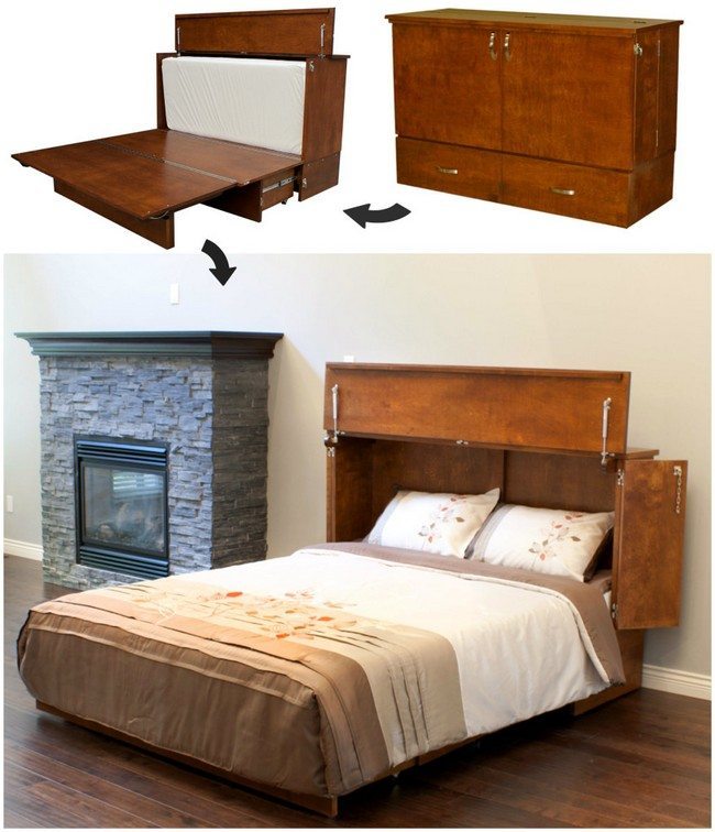 bouble brouwn Murphy bed with faux firestone