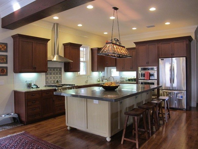 modern kitchen with 12 light in the white craftsman ceiling
