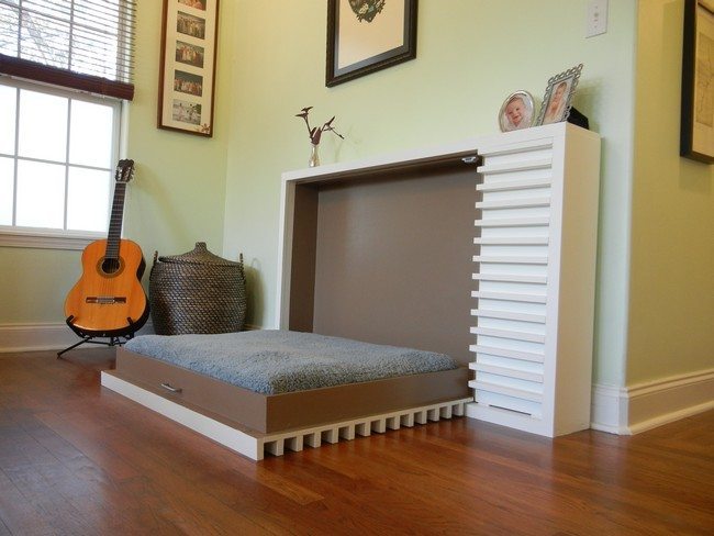 grey murphy bed for dogs with the guitar 