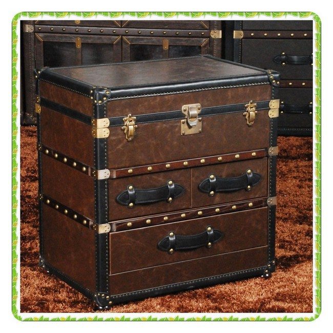 real leathe nightstand with leather handles