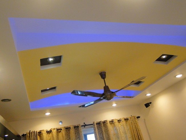 ceiling with blue lights