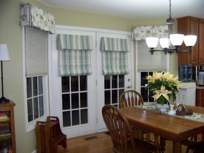 white french doors with crossed curtains
