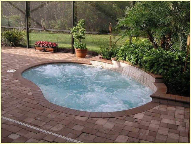 round pool int the backyard with stone parapets