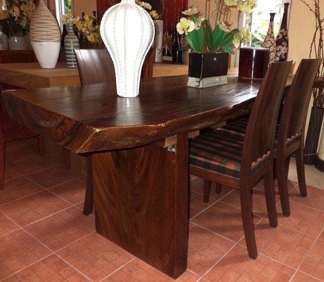 Wooden table with carved edges