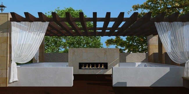 Pergola with fireplace