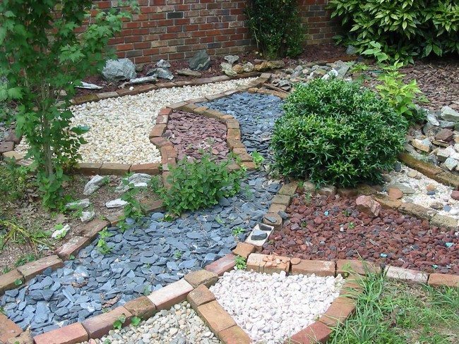 Assortment of pebbles in garden