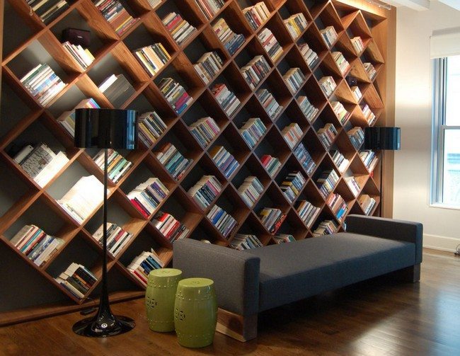 Matching floor and bookshelf surface
