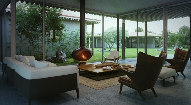 Living room with beautiful view of the outside
