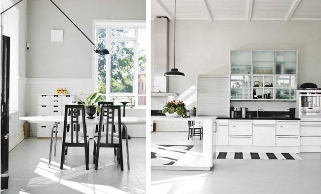 Contemporary black and white kitchen