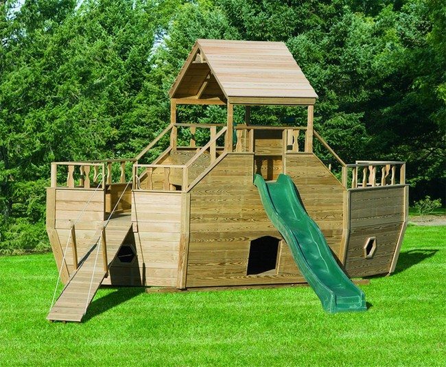 Wooden playing structure