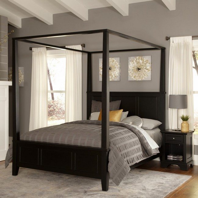 Bedroom Using Luxury Canopy Beds, Bedford Black King Canopy Bed
