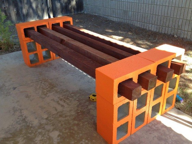 Horizontal logs arranged to form bench