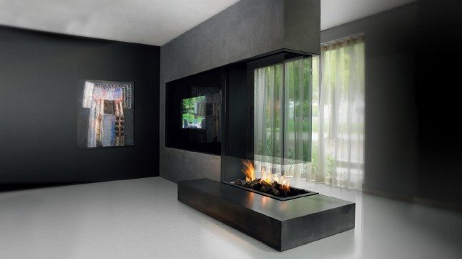 glass fireplace