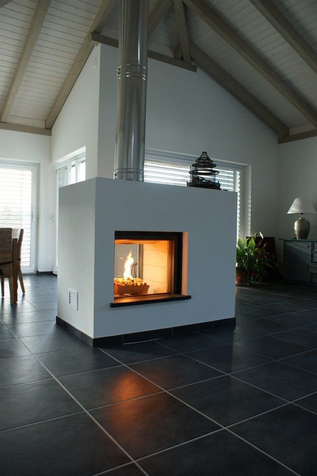 fireplace sided double space spacious transform tiled