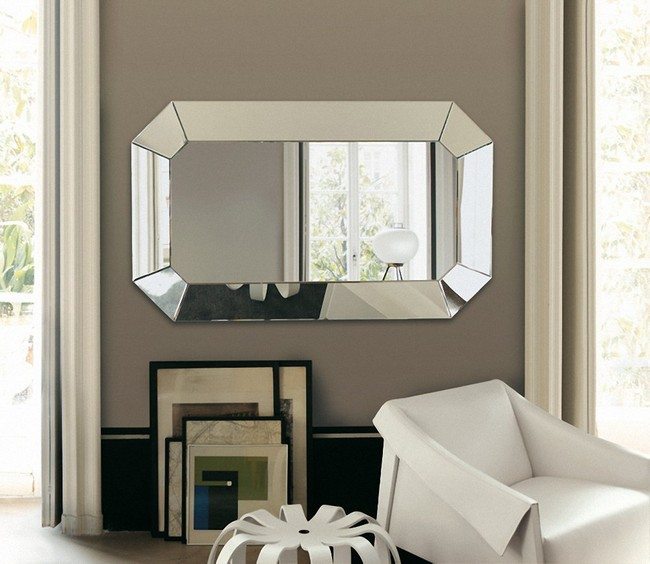 Mirror with shiny metal casing