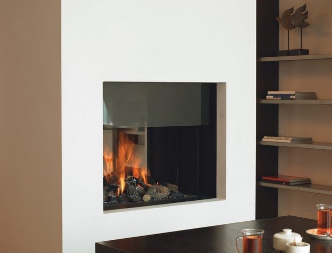 white square fireplace