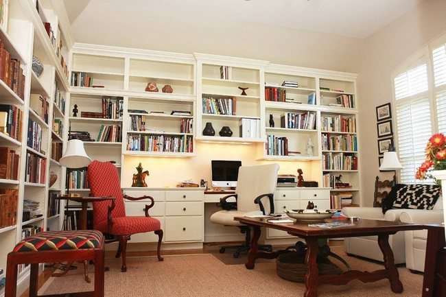 Elegant, white bookshelf