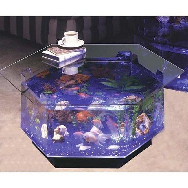 glass table fish tank