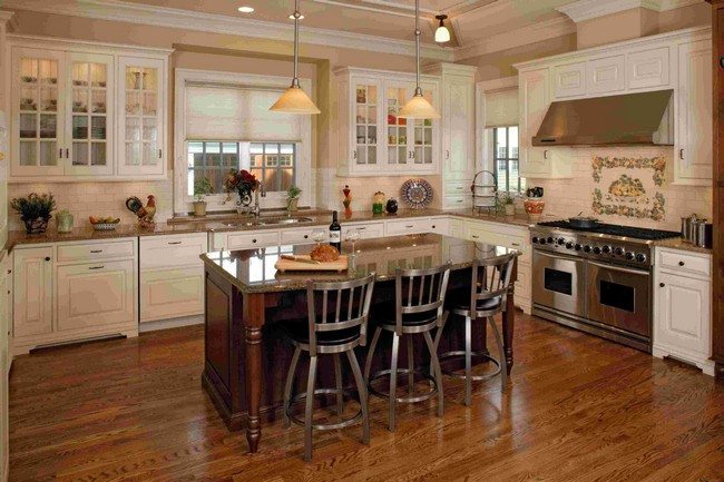 Kitchen cabinets with glass doors