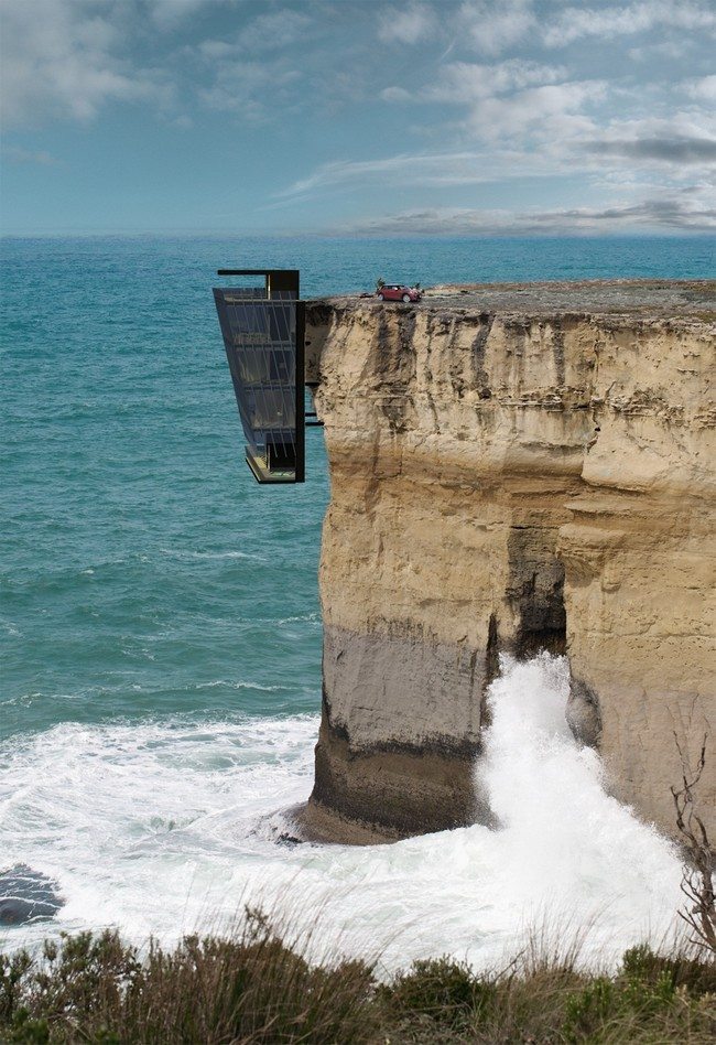 House hanging against a very high cliff