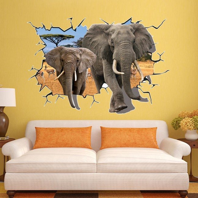 Elephant art drawn on the wall