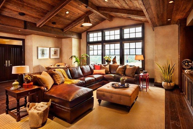 Wooden ceiling with wooden beams