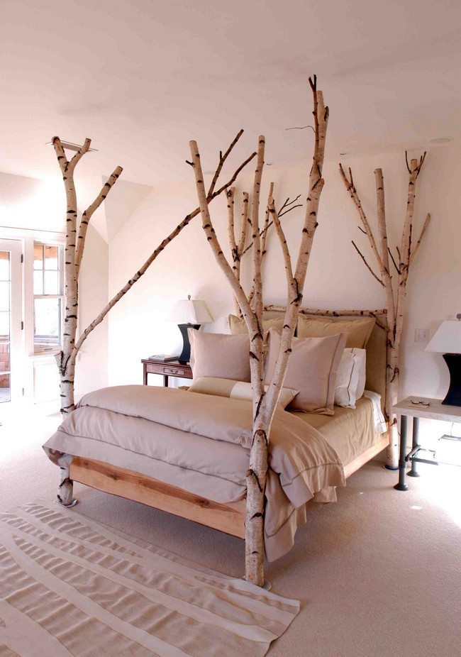 Small tree bed in neutral colors