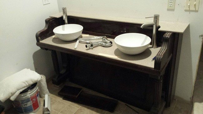 Bathroom sink made out of old piano