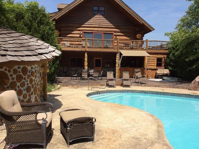 Tiny, custom African-themed pool house