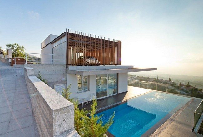 Large pool on a contemporary patio