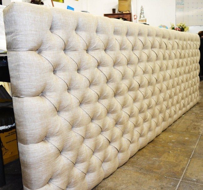 Large headboard with decorative buttons