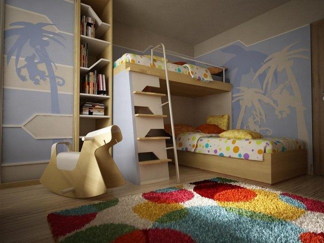 Creative take on bunk beds with fun ladder