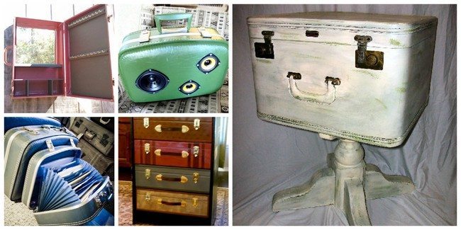 Miscellaneous ideas for repurposing old suitcases 