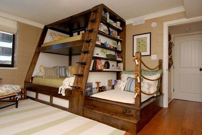 Bunk bed with storage shelf
