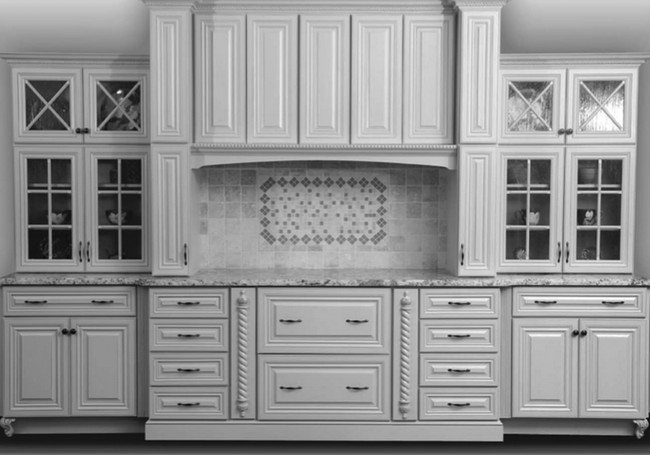 Ivory-colored kitchen cabinets