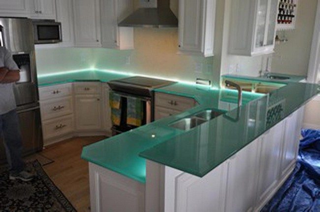 Glass countertop with LED illumination