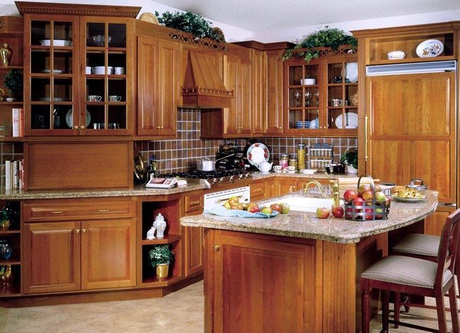 Indoor plants placed above the cabinets