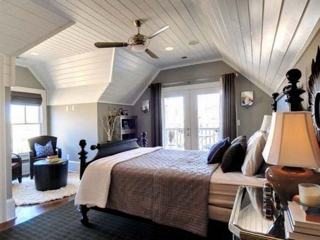 Attic bedroom with balcony