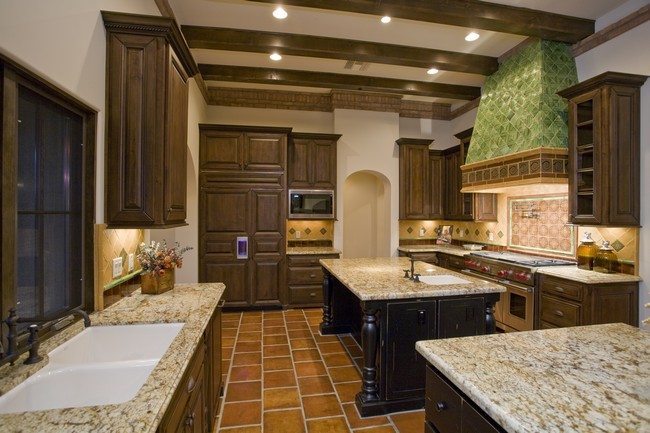 Lower cabinets with stone tabletops