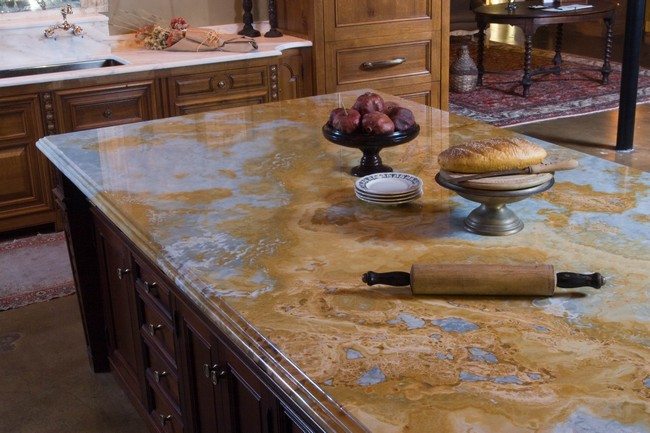 Stone countertop with artistic patterns
