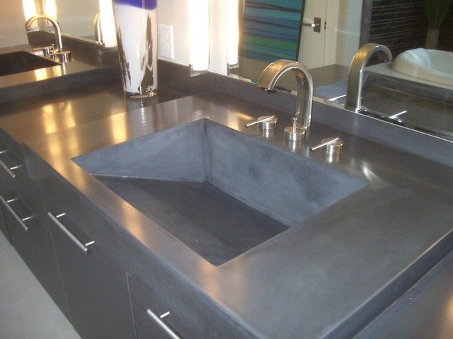 Grey metal and concrete countertop
