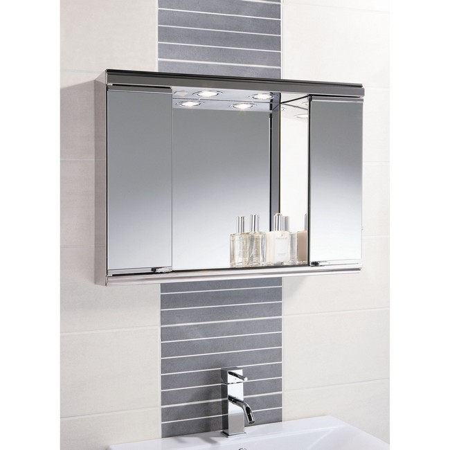 Bathroom cabinet mirror with lighting on the interior
