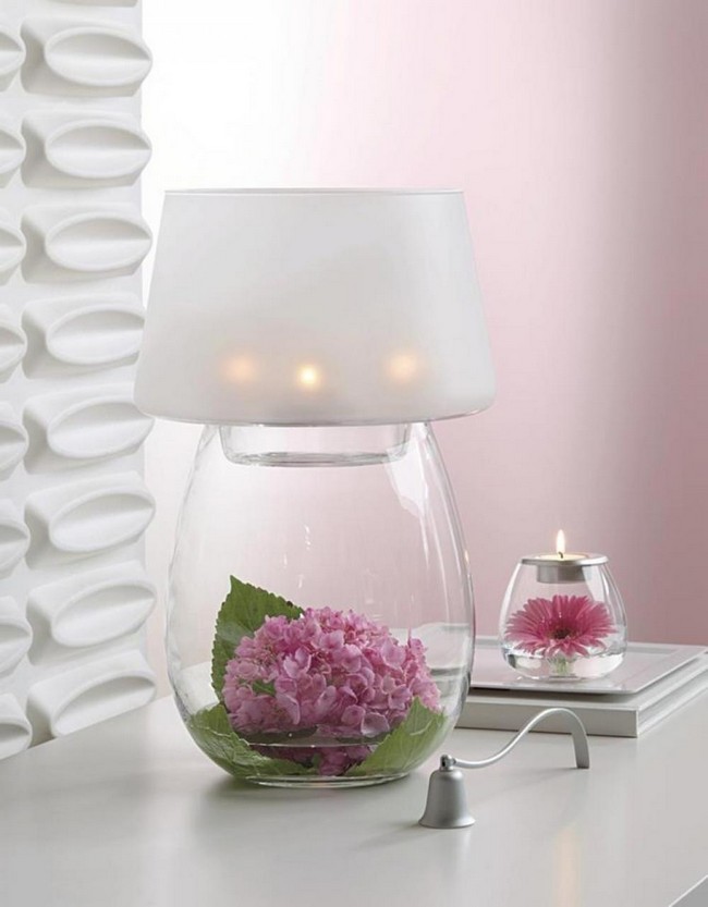 Glass vase combined with lampshade