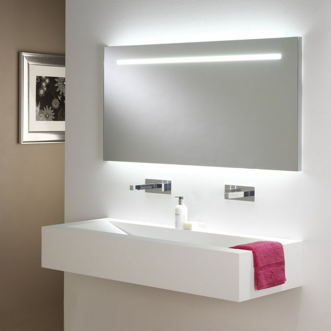 Dim LED lighting integrated inside the mirror