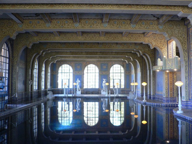 Indoor pool with ancient Roman theme