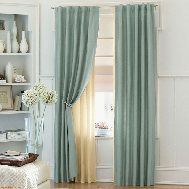 Blue Curtains With Sheer Cream Lining