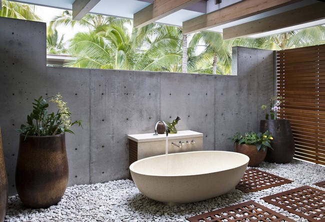 Transitional outdoor extension bathroom