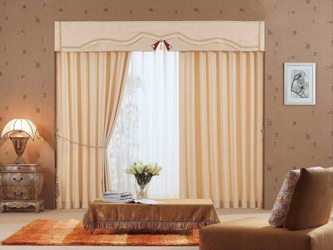 Soft cream curtains with a sheer lining 